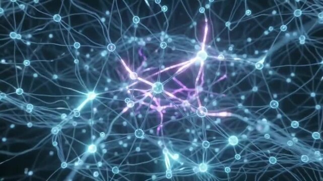 AI Neural Network and Cyber Security Data Plexus Abstract Technology Motion Background.
