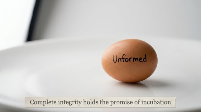 Brown Egg with 'Unformed' Written on it, Symbolizing Early Stage Potential and Future Growth