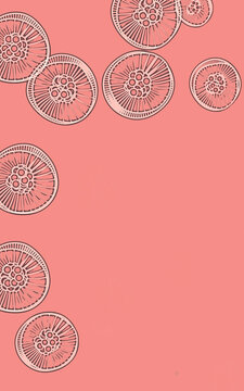 Pink jellyfish floating on a pink background. Sea life, marine style, colors, poster, book cover
