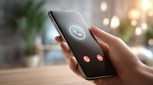 Incoming call on modern smartphone screen interface