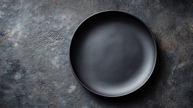 Elegant minimalist black ceramic bowl resting on textured dark stone surface, sleek modern design for home decor and kitchen aesthetics