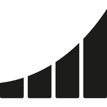 Exponential growth bar chart vector icon