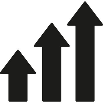 Three upward growth arrows icon