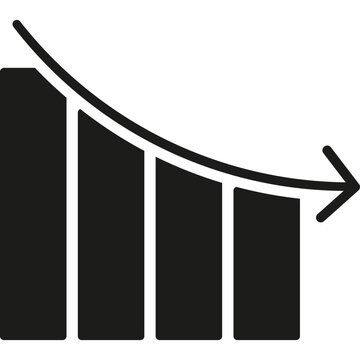 Bar chart with loss arrow icon