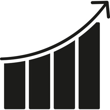 Curved growth arrow bar chart icon