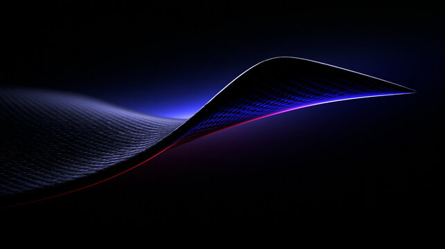 Abstract Curved Carbon Fiber Surface with Glowing Neon Edge