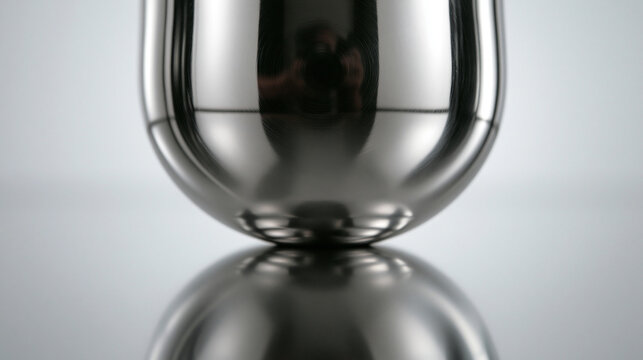 Polished Stainless Steel Metallic Vessel with Mirror Reflection