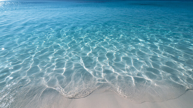 Crystal Clear Turquoise Ocean Water on White Sand Beach