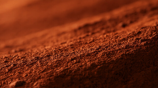 Close-Up of Textured Red Mineral Powder and Soil