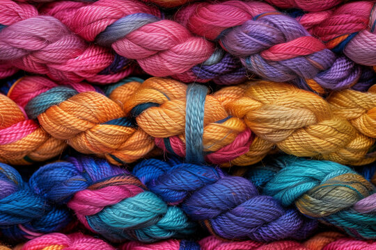 Traditional Japanese Kumihimo braided silk cord texture background