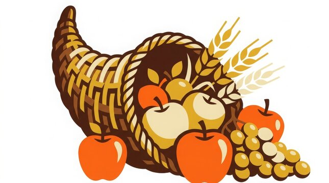 Holiday - Thanksgiving cornucopia with apples and grapes