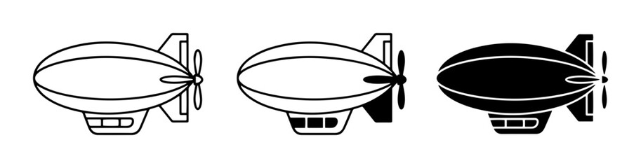 Airship Icons, Blimp Vector Graphics, Zeppelin Set, Vintage Aircraft Illustrations © Hamas34
