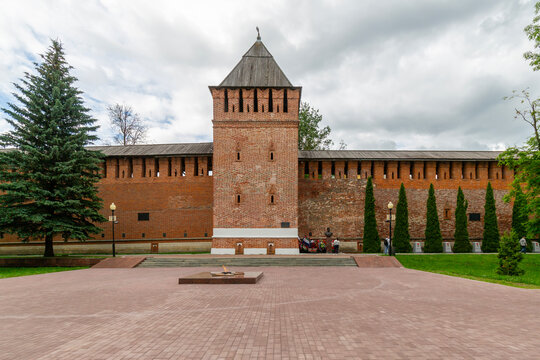 The fortress wall and tower of the Smolensk Kremlin, Russia