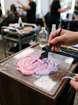 Mixing Pastel Pink Hair Color on Glass Palette