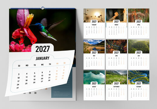 2027 New Year Wall Calendar Layout
