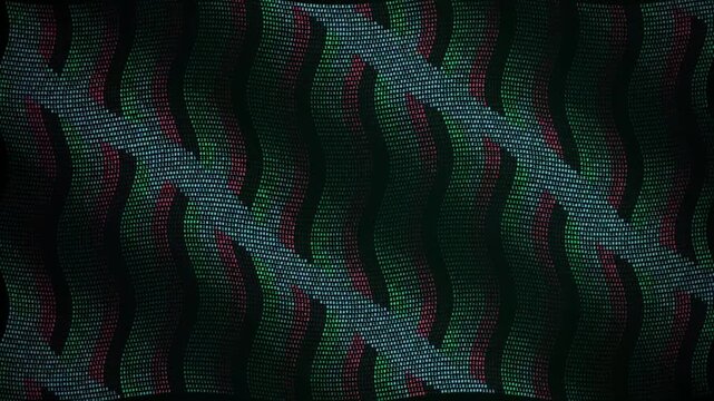 Binary digits forming shifting undulating waves across a dark digital background