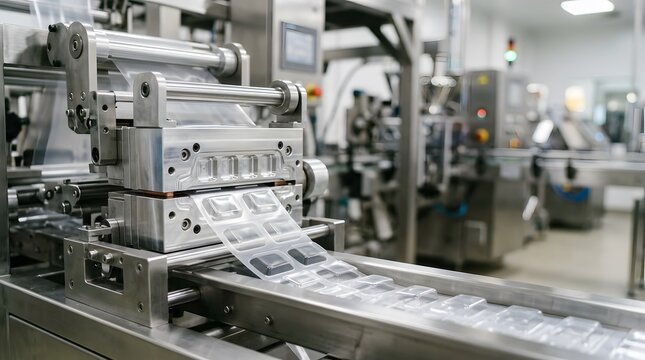 pharmaceutical blister cavity forming module with precision polished aluminum tooling for automated medicine packaging production manufacturing and sterile product processing
