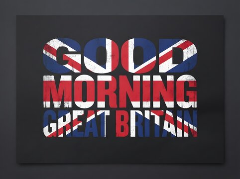 Good morning britain television show logo with a union jack flag background