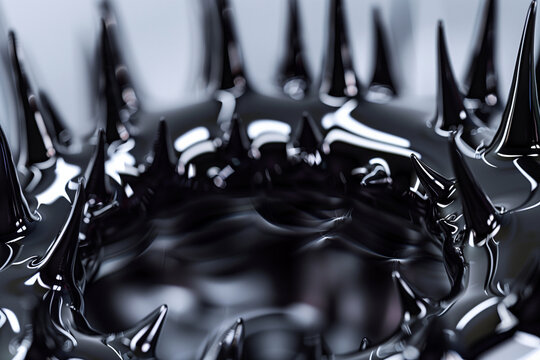 Black ferrofluid spikes magnetic liquid texture background