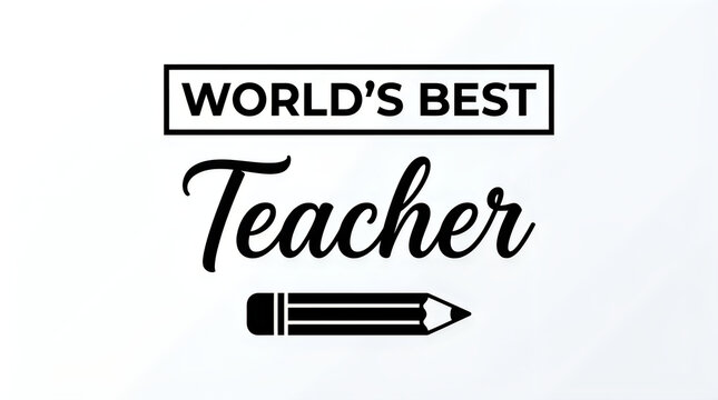 Worlds best teacher hand lettering typography with a pencil illustration showing appreciation for education and learning