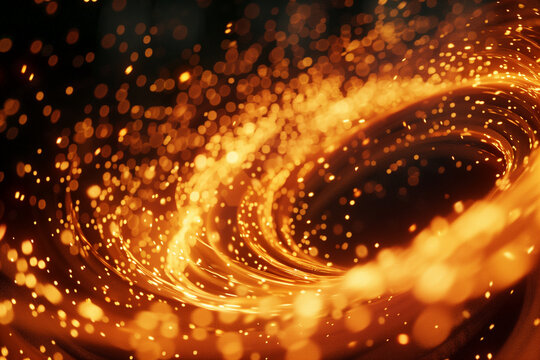 Swirling vortex of burning orange fire embers background