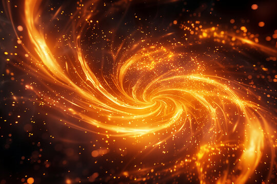 Swirling vortex of burning orange fire embers background