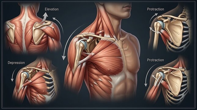 Scapular Movement Anatomy Chart: Elevation, Depression and Protraction