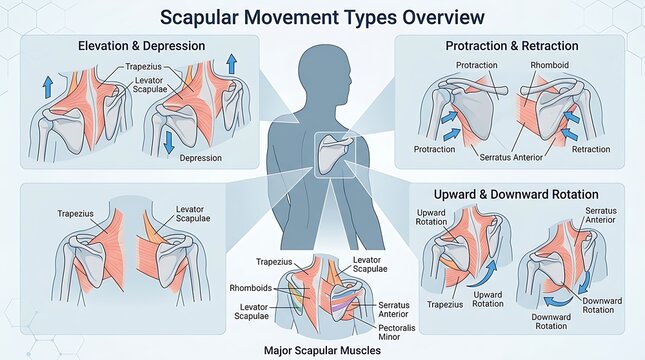 Anatomy Chart: Scapular Movement Types and Associated Muscles