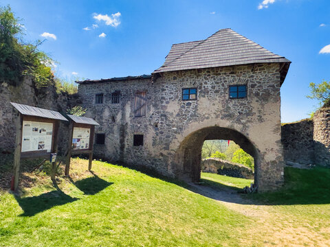 Ruin of castle Cabrad in green forest landscape - Slovakia