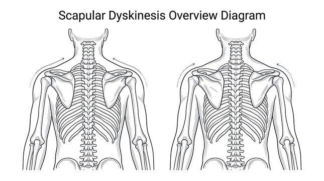 Scapular Dyskinesis Medical Diagram Showing Shoulder Blade Movement