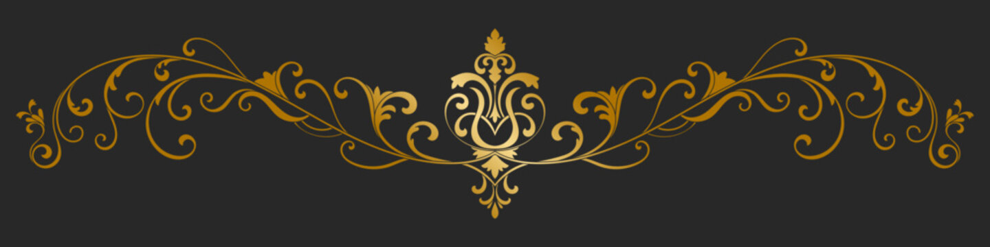 Decorative line art, gold patterns, abstract elements.