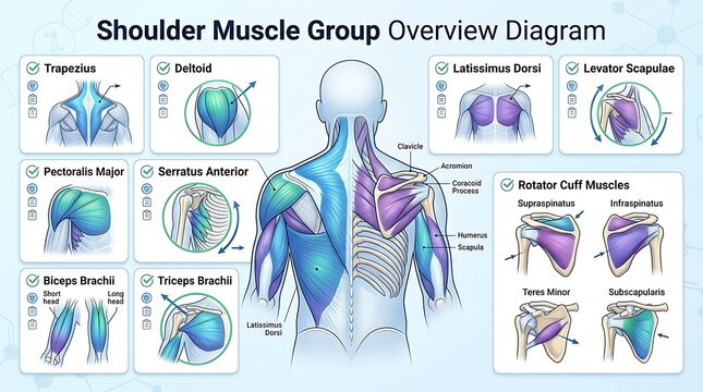 Shoulder Muscle Group Anatomy Educational Diagram