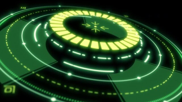 SF映画風の緑の照準がループ回転するHUD画面