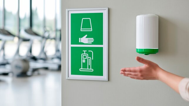 Hand sanitizer dispenser with usage instructions