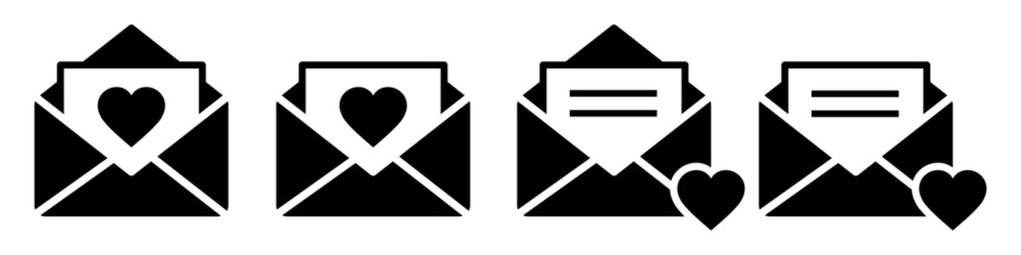 Love message envelope icon illustration