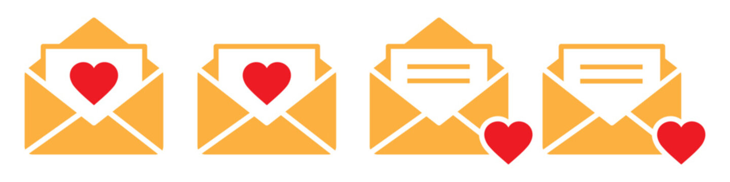 Love message envelope icon illustration