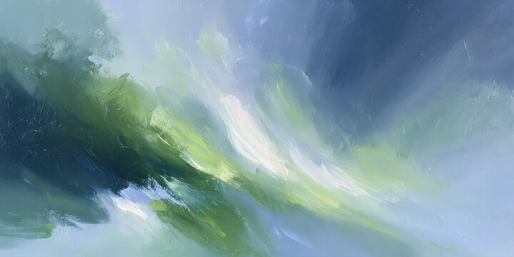 ethereal storm cloud abstract painting with iridescent light breaking through dark turbulent atmosphere for wellness branding web design advertising editorial backgrounds
