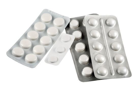 White blister pack of round white pills isolated on white background p n g a i g e n e r a t e d