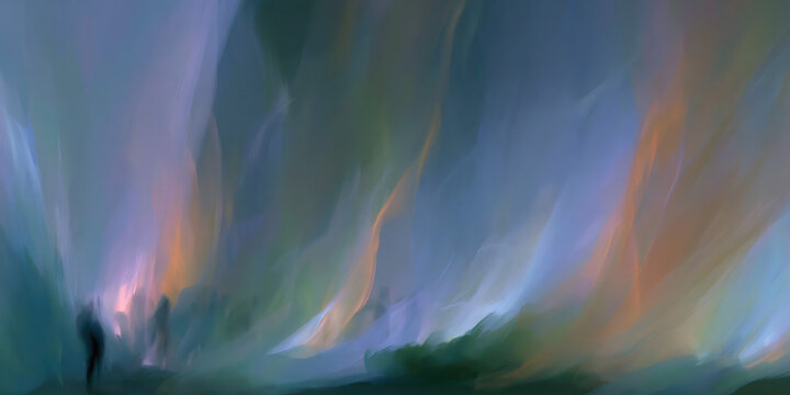 ethereal multicolored smoke plumes swirling in dark studio space creating dreamy abstract atmosphere perfect for wellness branding web design advertising and artistic backgrounds
