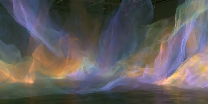 ethereal multicolored smoke plumes swirling in dark studio space creating dreamy abstract atmosphere perfect for wellness branding web design advertising and artistic backgrounds
