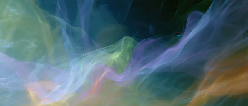 ethereal abstract aurora swirl blending teal violet peach smoke for wellness branding web design advertising backdrop evoking calm dreamy atmospheric digital art texture
