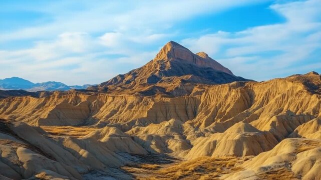 Vast arid landscape with distant mountain range and clear sky.