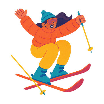 PNG Joyful skier in vibrant motion