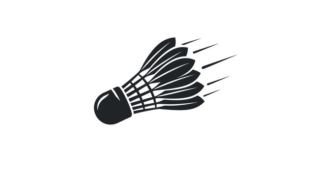 Badminton shuttlecock vector illustration featuring minimalist black lines on white for modern sports brand logo designs