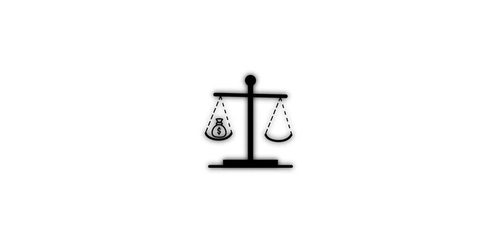 Corruption in law concept with money bag on scales of justice vector icon