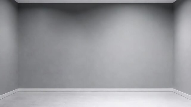 A minimalist room interior with grey tiled flooring and a large vertical panel on the wall.