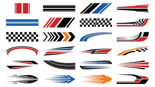 Speed racing stripes and decals for automotive customization vector illustration