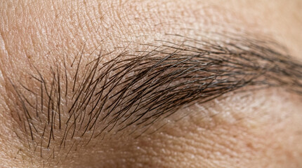 Fototapeta premium Macro detail of natural human eyebrow with fine hairs and skin texture
