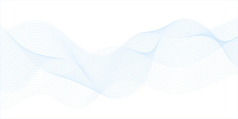 Minimalist blue wave background with flowing thin lines, abstract light blue curved motion design on white, elegant digital smoke pattern for corporate presentation and web header © NATOK 2.0