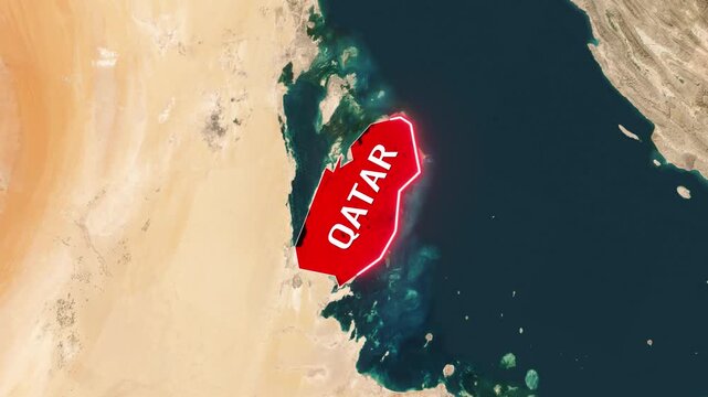 Animated flag of Qatar waving over Middle Eastern map  video